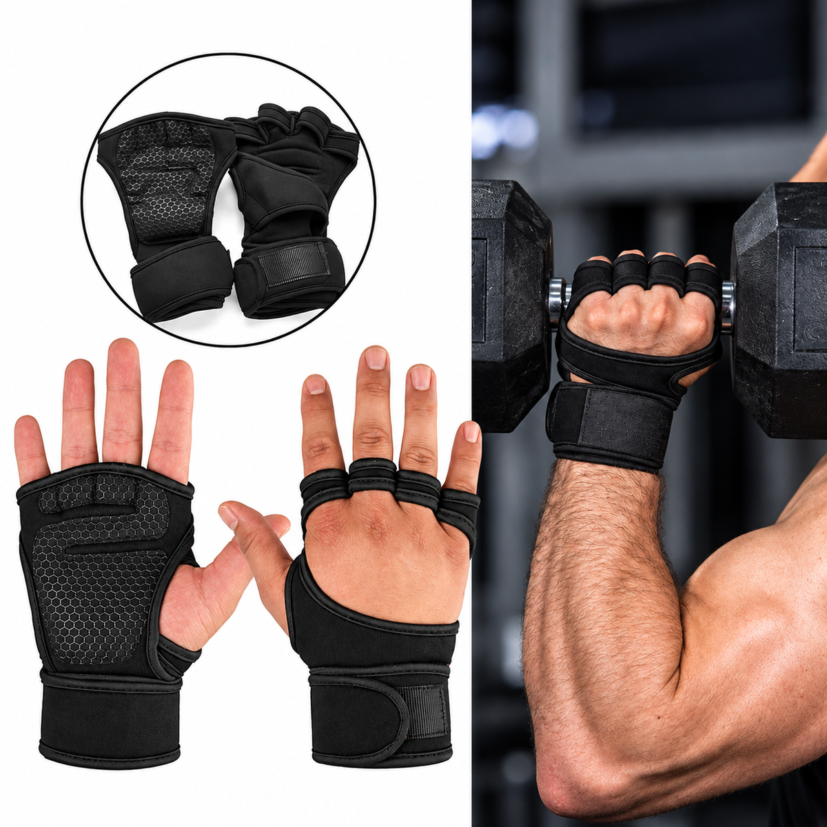 Luva de Treino com Proteção de Palma e Suporte de Punho | GripGuard®