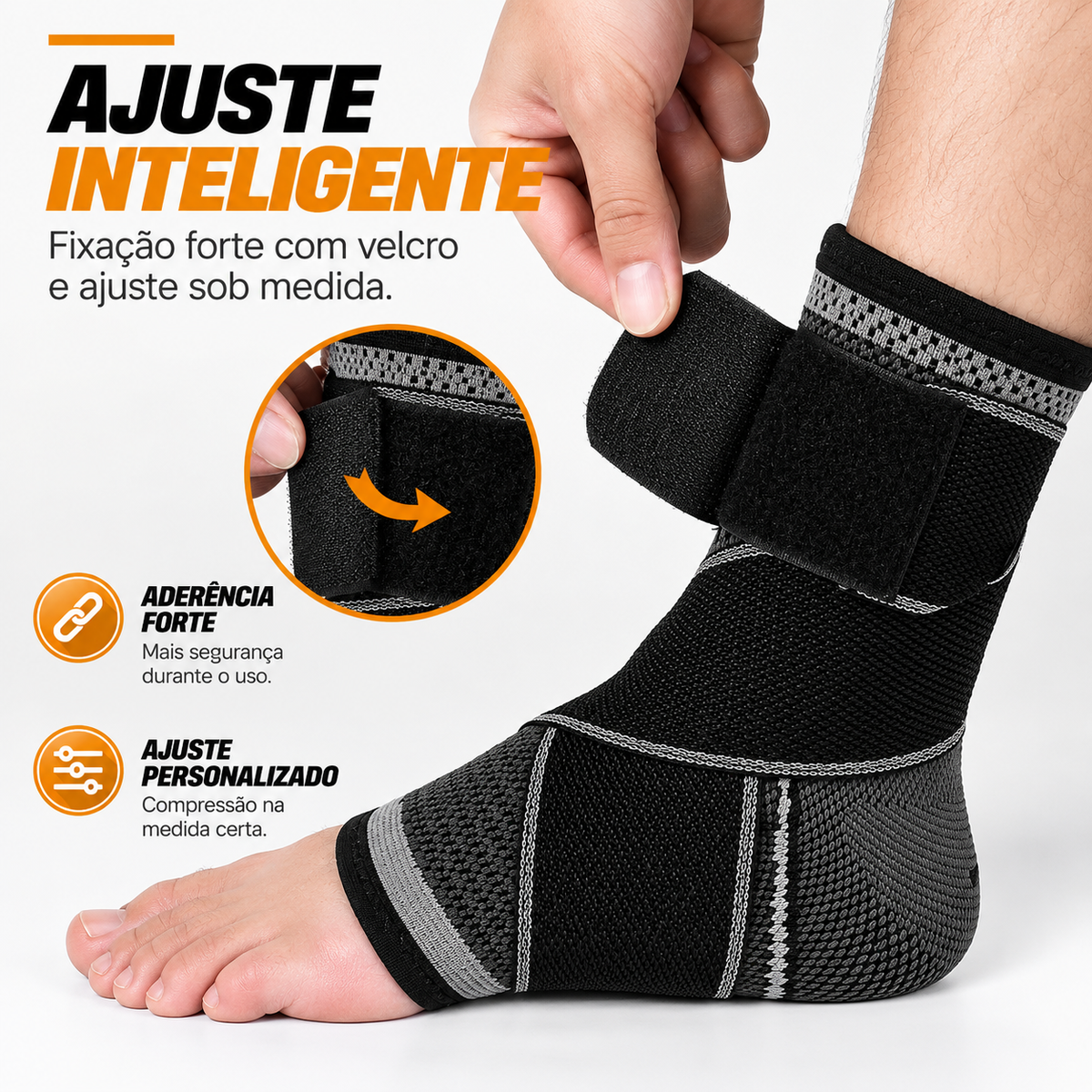 Tornozeleira de Compressão com Bandagem Ajustável | TornoFlex®