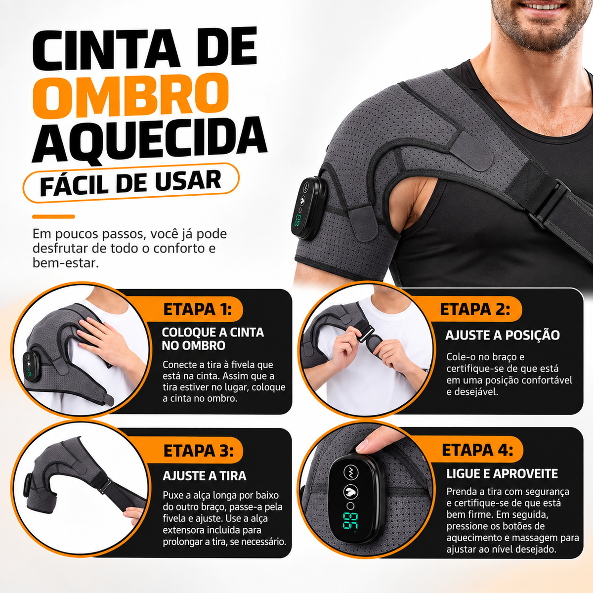 Ombreira Ortopédica Massageadora com Aquecimento | OmbroFlex™