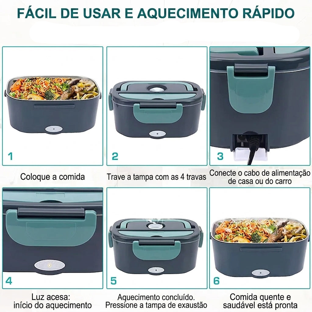 Marmita Térmica Portátil Elétrica Inox Bivolt | Kit Completo + Bolsa Térmica (BRINDE) | NutriPro®