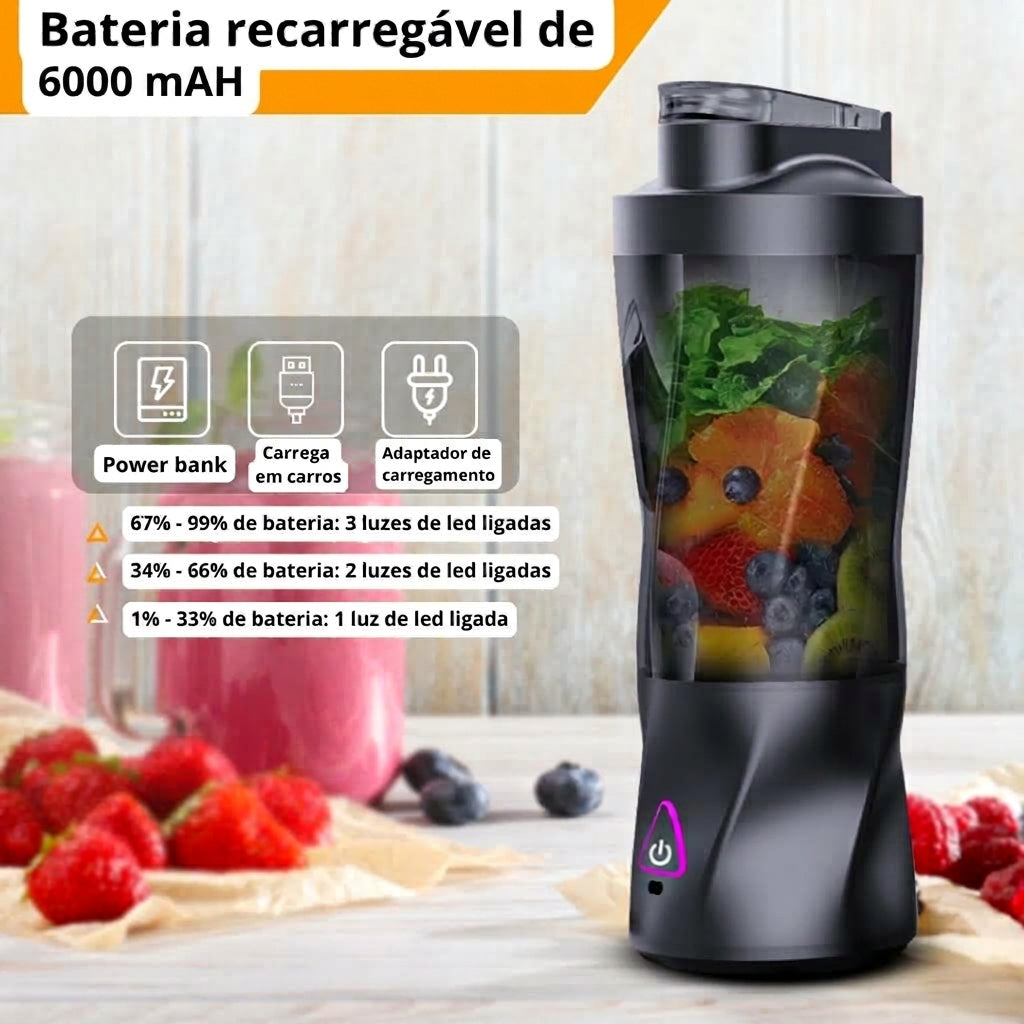 Liquidificador Portátil Multifuncional | Faça shakes, sucos, smoothies, pré e pós treinos onde estiver | Beba direto do copo | BlendFit®