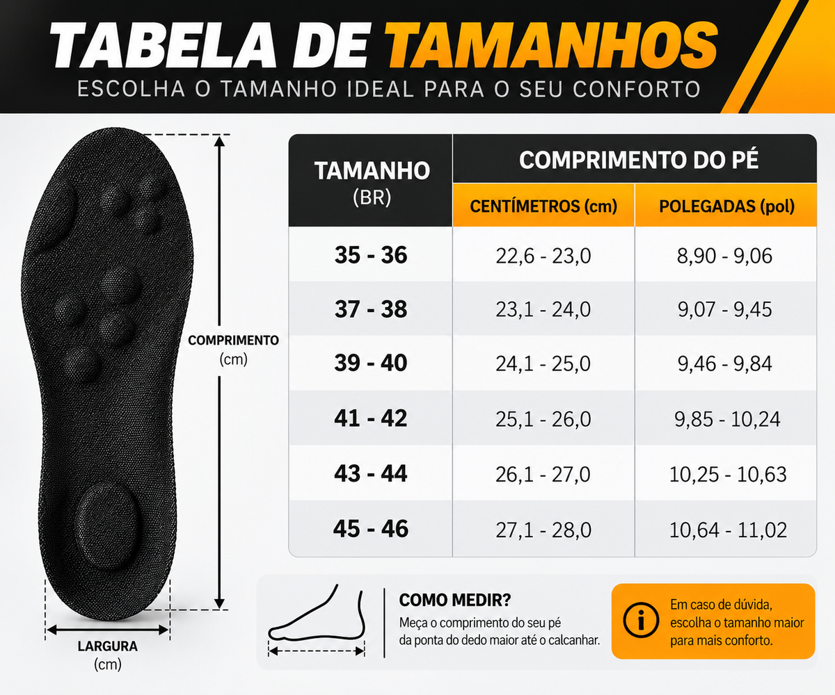 Palmilha com Suporte de Arco e Absorção de Impacto Ortopédica | StepComfort®