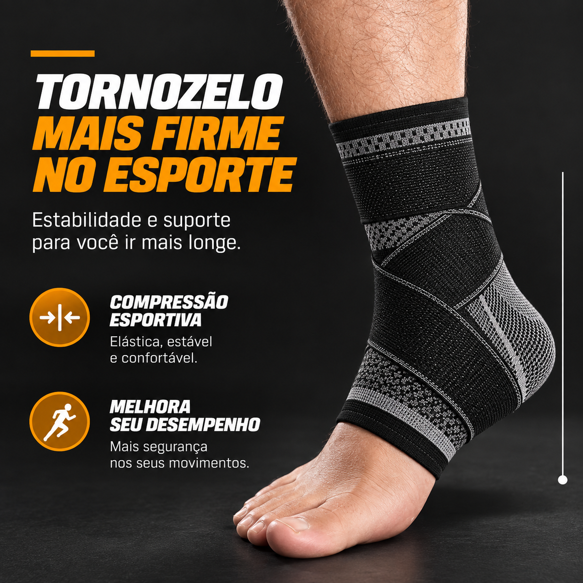 Tornozeleira de Compressão com Bandagem Ajustável | TornoFlex®