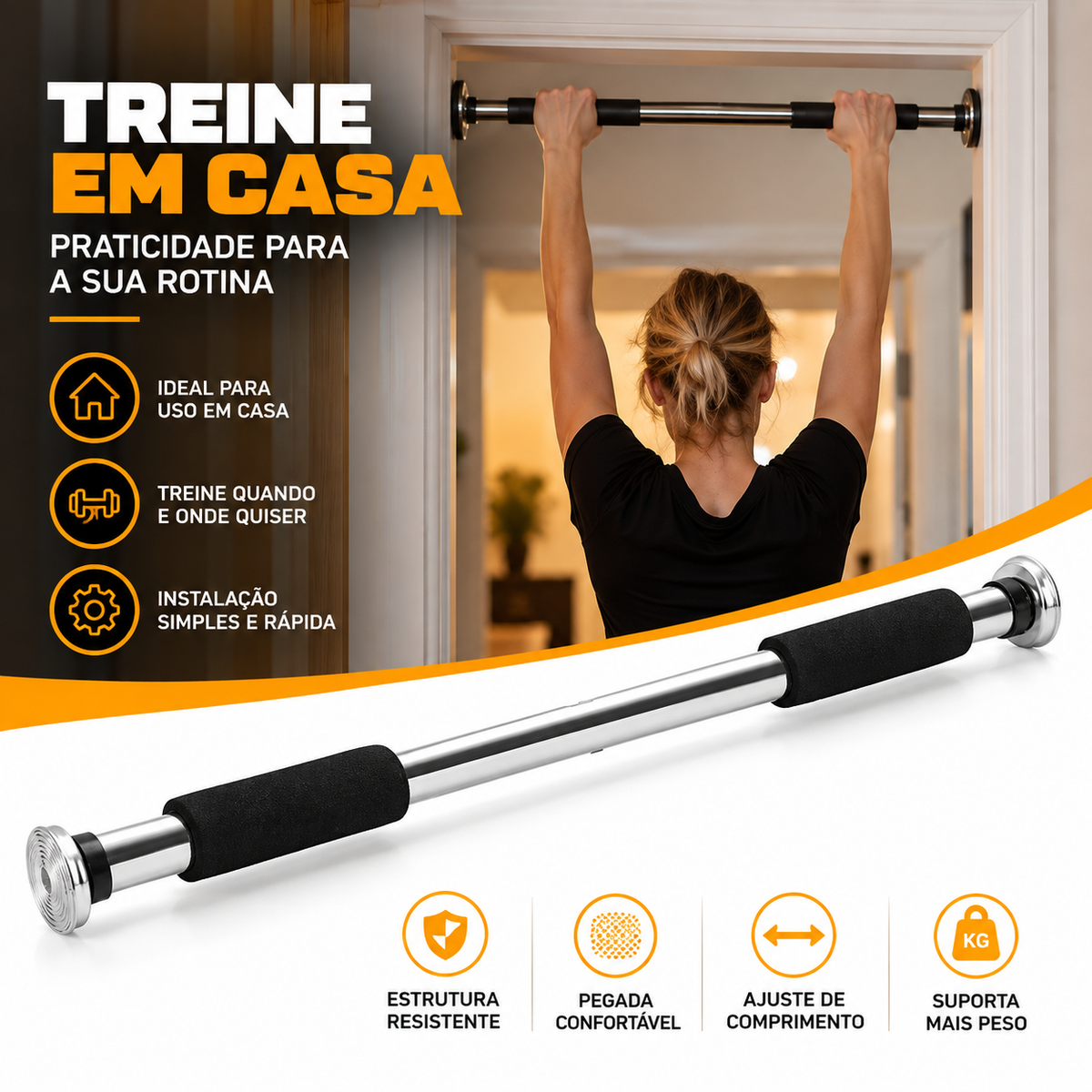 Barra Fixa de Porta Ajustável 62-100 centímetros | PullForcePro™