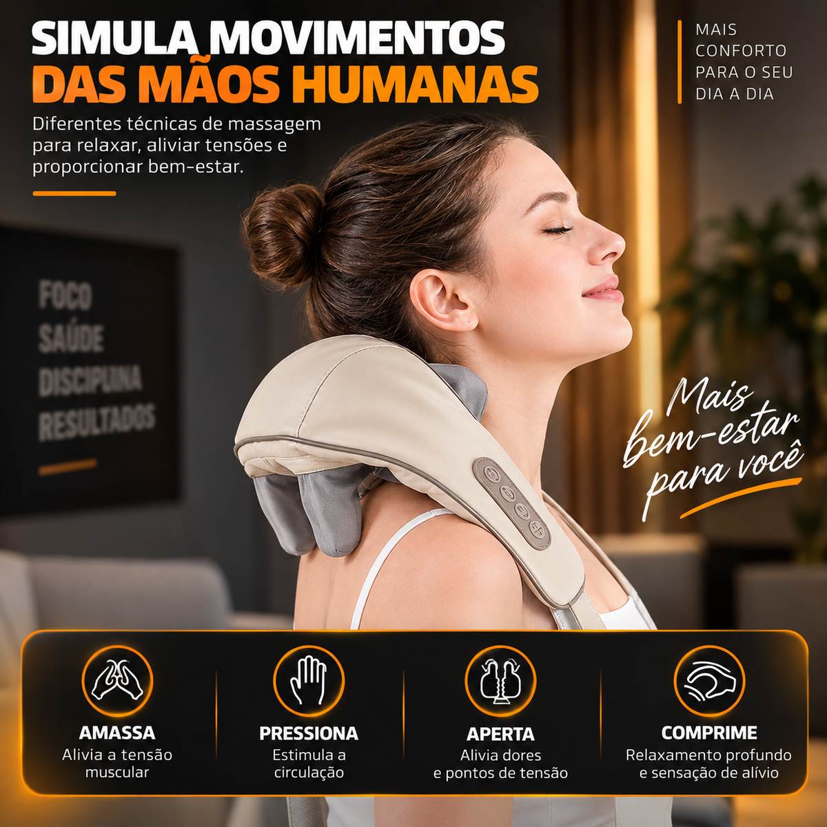 Massageador de Pescoço Inteligente | Relaxamento Profundo e Terapêutico | PulseCare™